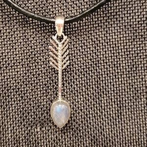 Rainbow moonstone designer arrow necklace